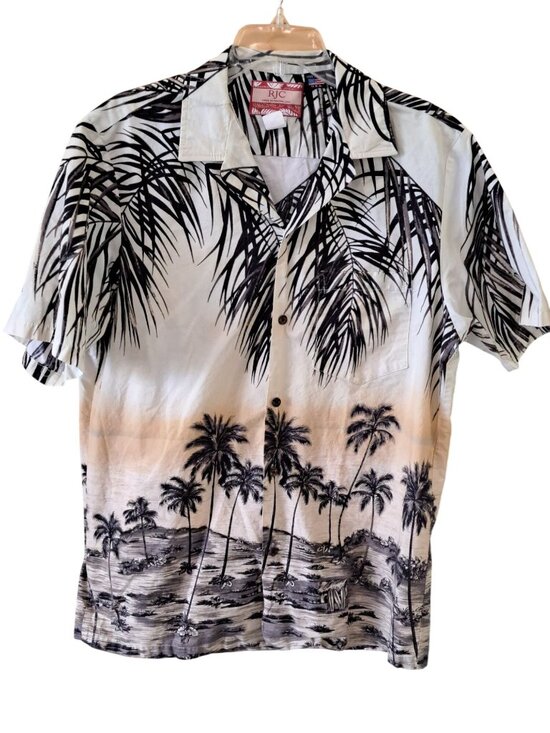 RJC Other - Rjc Hawaiian Shirt Palm Tree Cotton Button Front Short Sleeve Mens L Hawaii